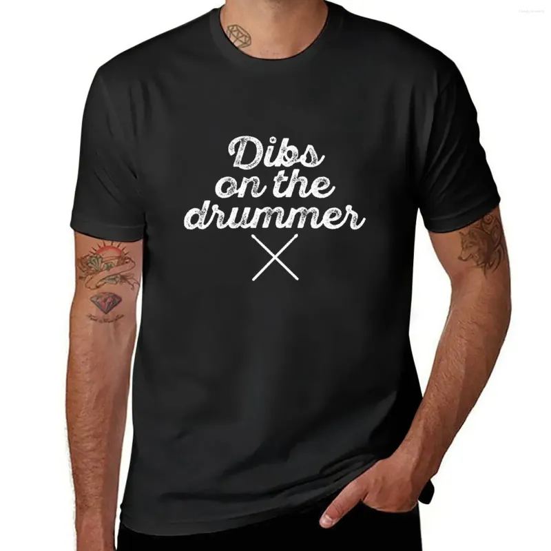 Men's Polos Dibs On The Drummer Funny Band Fan Quote Vintage Distressed T-shirt Edition Blacks Mens Clothes