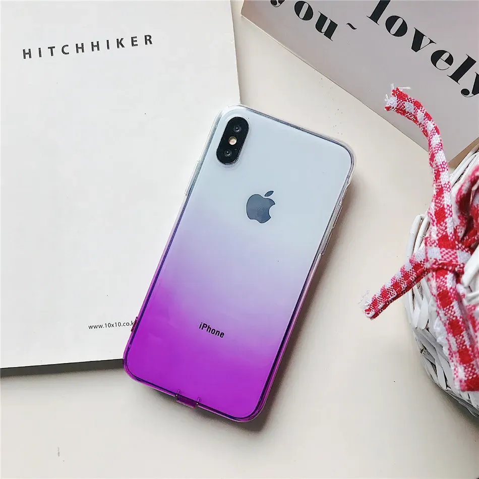 Gradient Color Ultra Thin Clear Phone Case For iPhone XS Max XR X 7 8 6s 6 Plus Soft TPU Cases Fundas