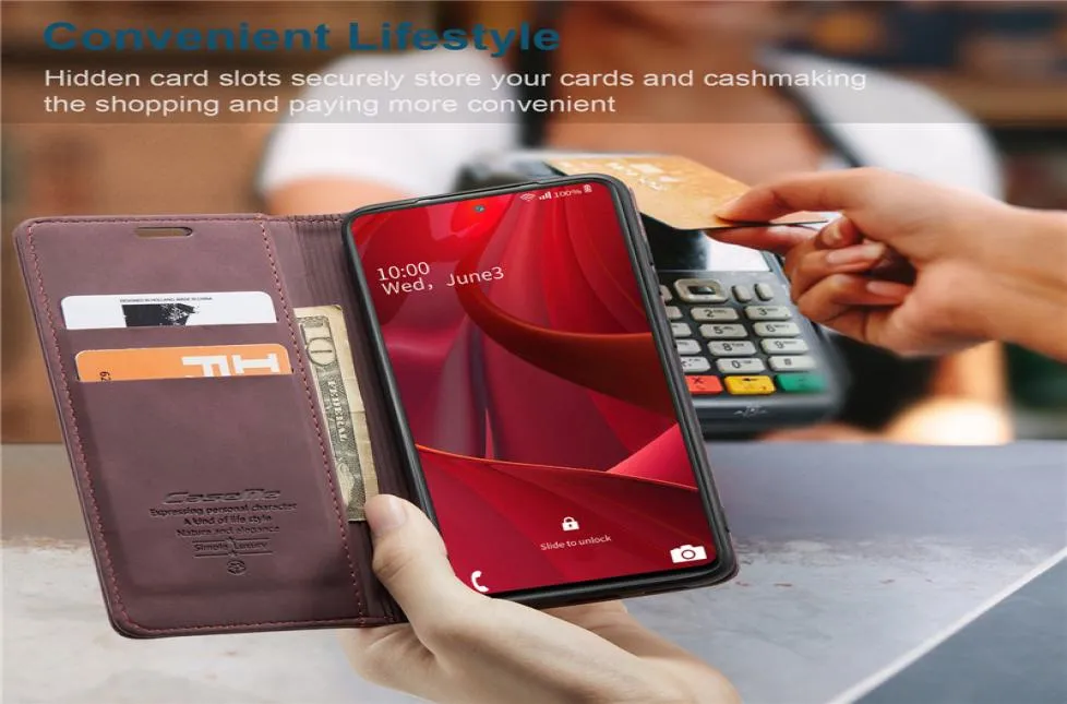 Multifunktionellt läder Retro Frosted Bank Card Holder Wallet Phone Case för Samsung Note 20Ultra S20fe S20 S10 S9 S8 A51 A71 M31 4291180