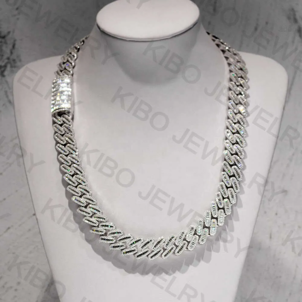 18 mm hiphop sieraden stokbrood diamant mannen ketting ijs uit vvs moissanite sterling zilver 925 Cubaanse linkketen