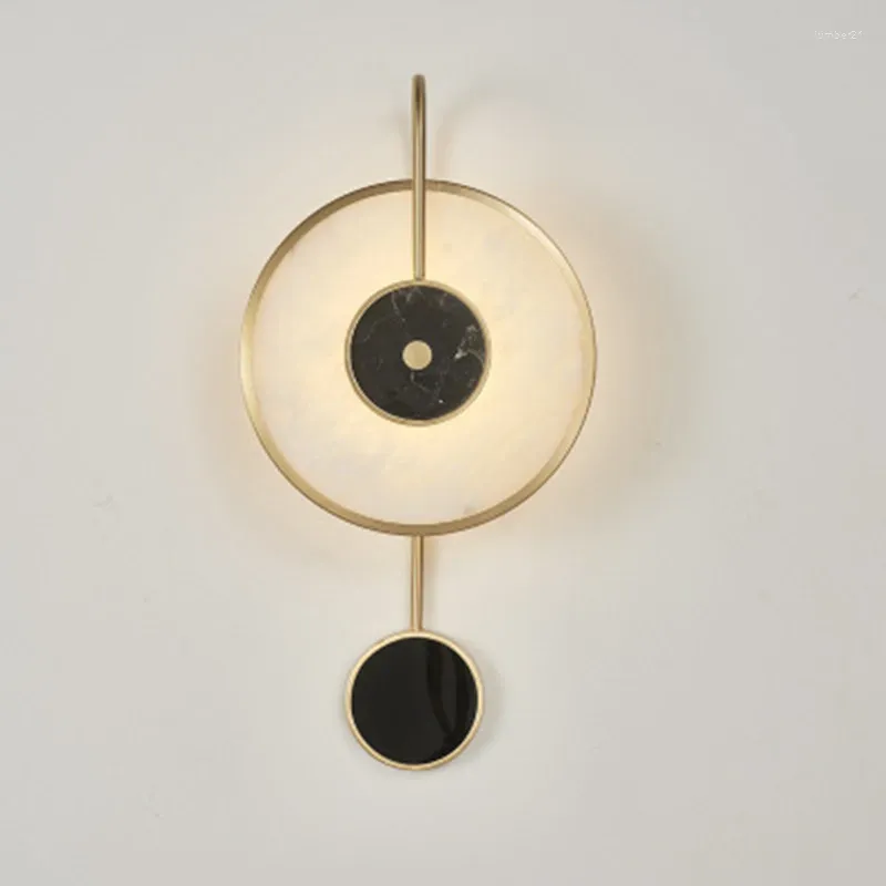 Wall Lamp Nordic Postmodern El Marble Background Clock Pendulum Living Room Bedside Study Decorative Light