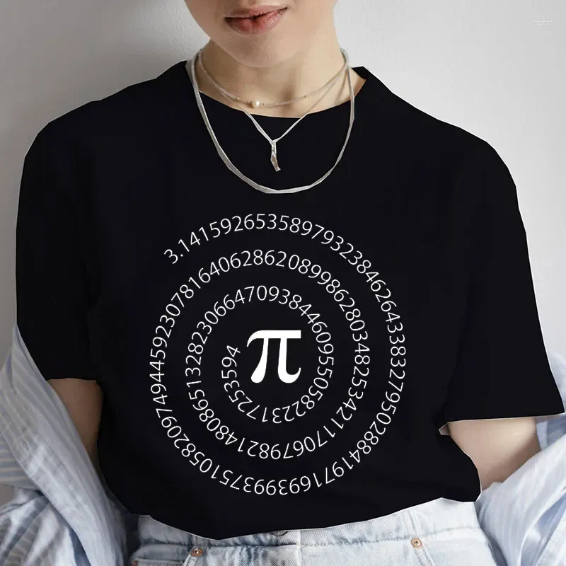 Camisetas femininas Math Pi Símbolo Mulheres Imprima Camiseta engraçada menina Y2K Moda 2000 Tops Tee Clothing Graphic Shirt Gril Roupos Branco Preto