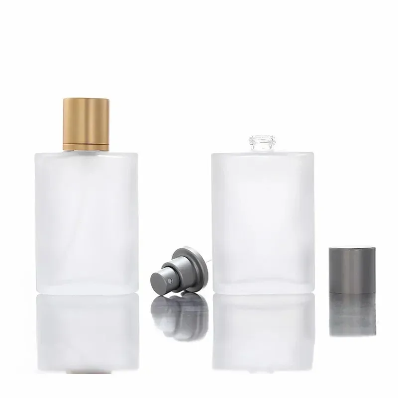 30ml 50ml Clear Glass Spray Bottle Frosted Square Glass Perfume Bottle Cosmetic Packaging Bottle Vials