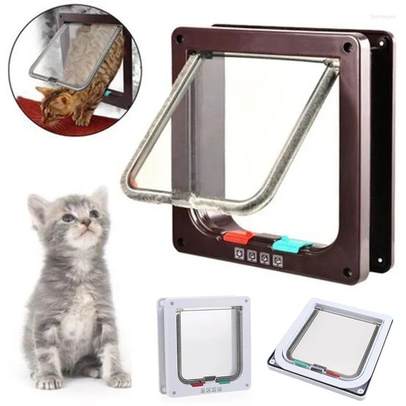 Transportadores de gatos FLAP PORTA DE 4 VAN LABELABLE Security for Dog Kitten Small Pet Gate Puppy Safety Supplies