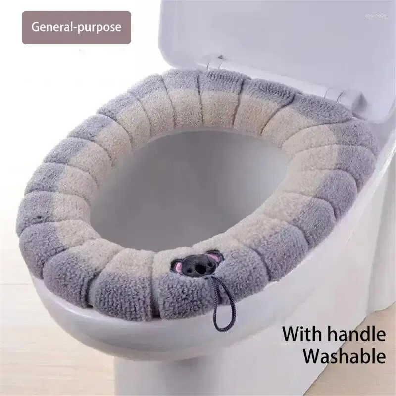 Couvercles de siège de toilette Le confort lavable est livré avec des accessoires de poignée Absorption d'humidité sans mains sales décoration de maison