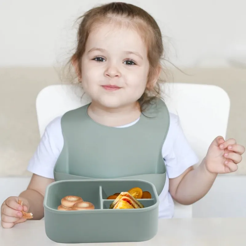Baby Silicone Bowl Lunch Box Lunch Box With Lid Leak-Proof Soft Silicone Fresh-Keeping Food-Grade Silicone Material