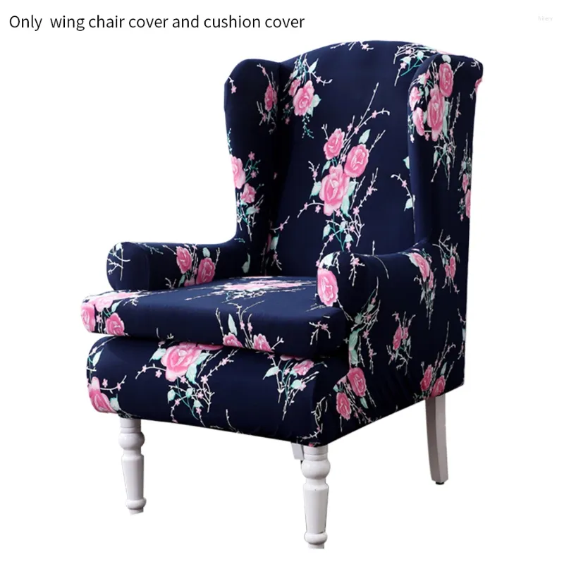 Couvre-chaise 2pcs / ensemble High Stretch Wingback Fashion imprimé Protection complète Coussin de protection Mobilier de chambre à coucher