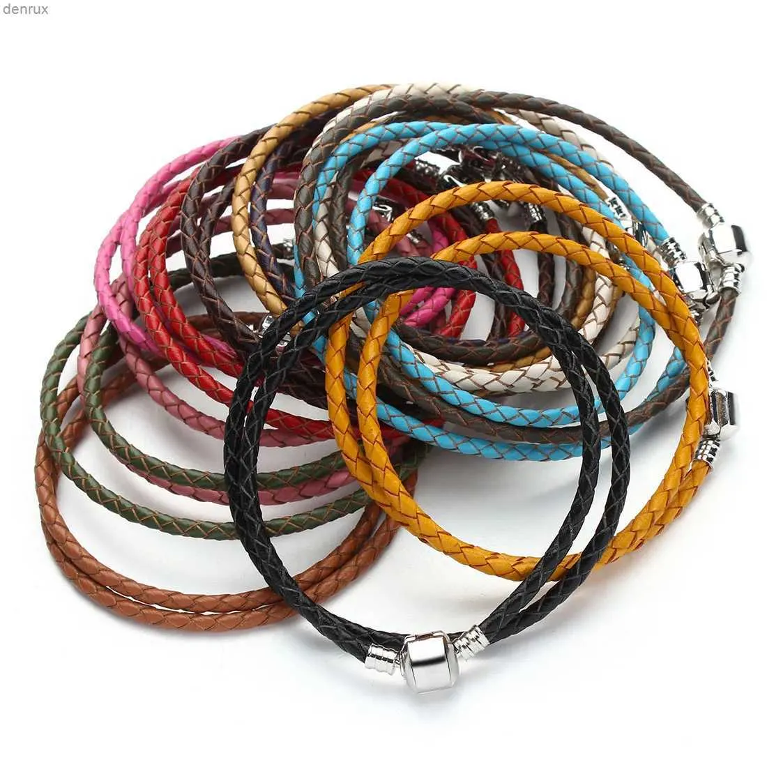 Other Bracelets 12 Colors Double layer Braided Leather Bracelet Fit Original Charm Bracelets Making Pulseras Christmas Gift For Women WholesaleL240415