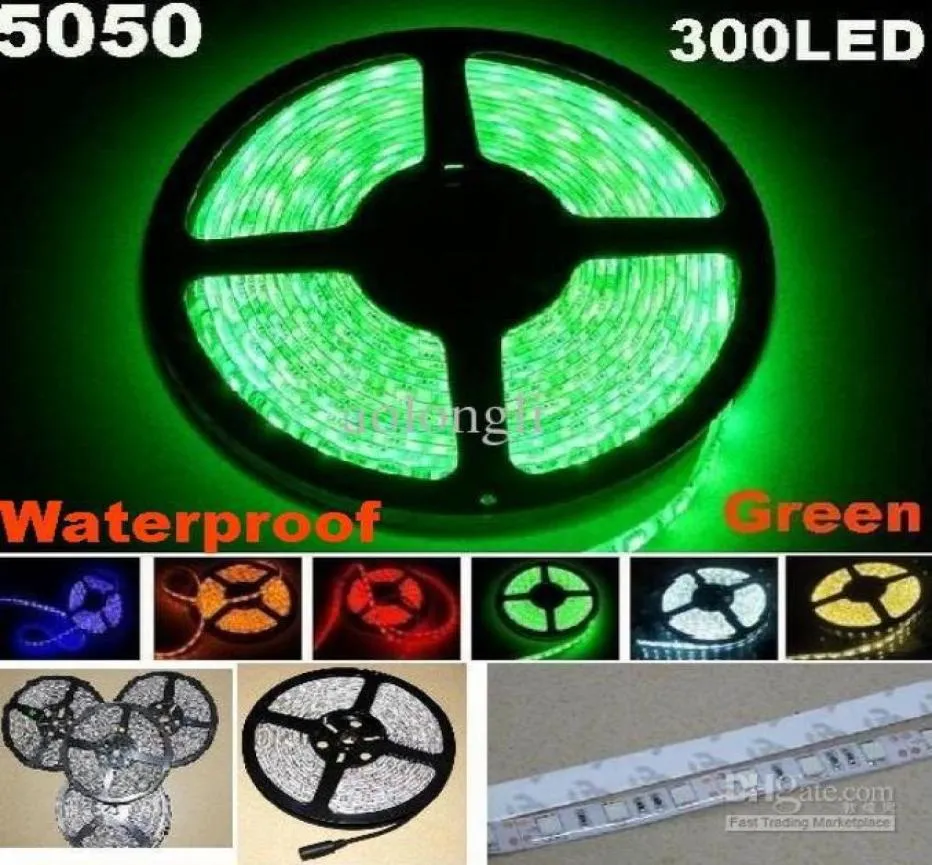 25m 5050 SMD Green Florce flexível LED LUZ 5M 300 LED à prova d'água 60LEDM sem fonte de alimentação7394033