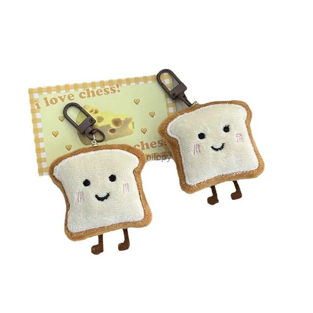 Keychains Lanyards Toast Bread Plush Bread Keychain Ins Decoration Charm Söt nyckelkedja Kawaii Cartoon Bread Keyring Ryggsäck Pendant