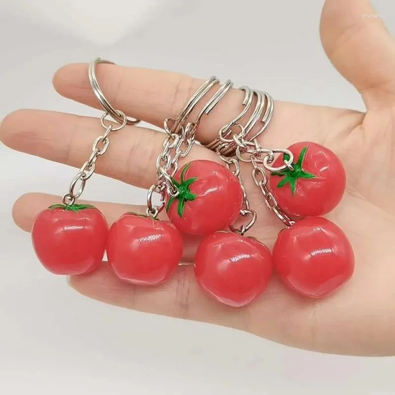 Keychains kreative Simulation Tomate Charme Schlüsselbundbuch Frauen Tasche Anhänger Ornament DIY Kettenketten Schlüsselringzubehör Schmuck