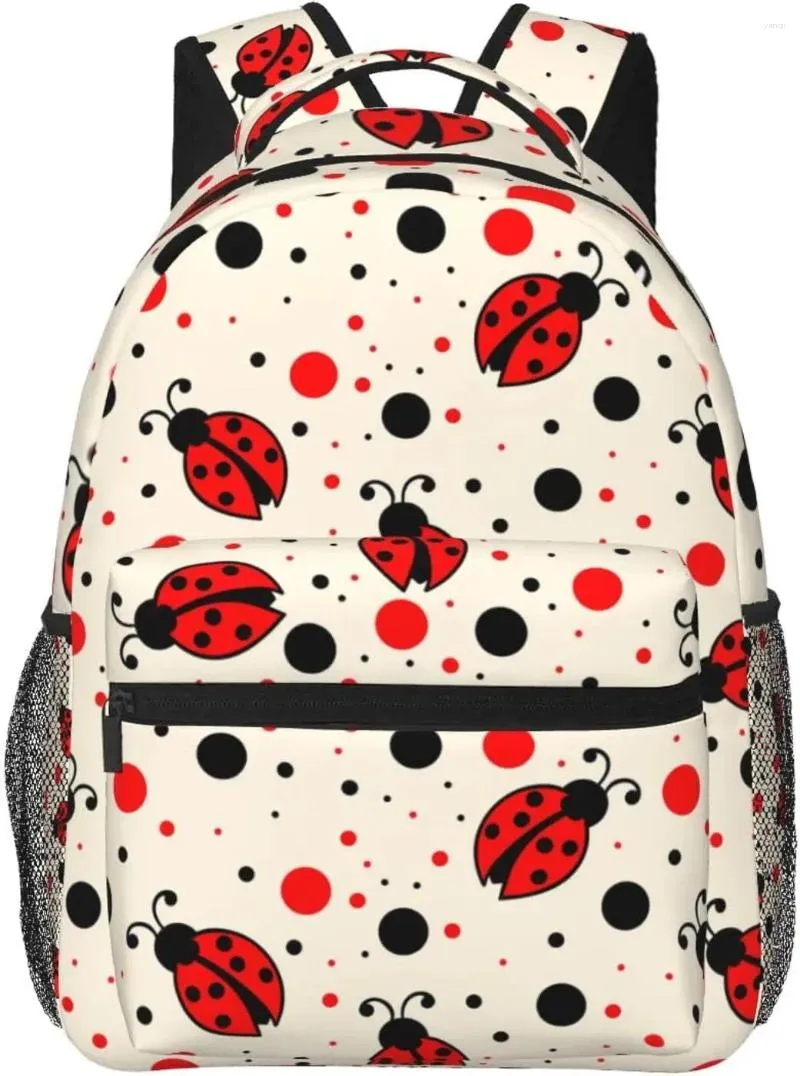 Backpack Red Black Polka Dots Ladybugs