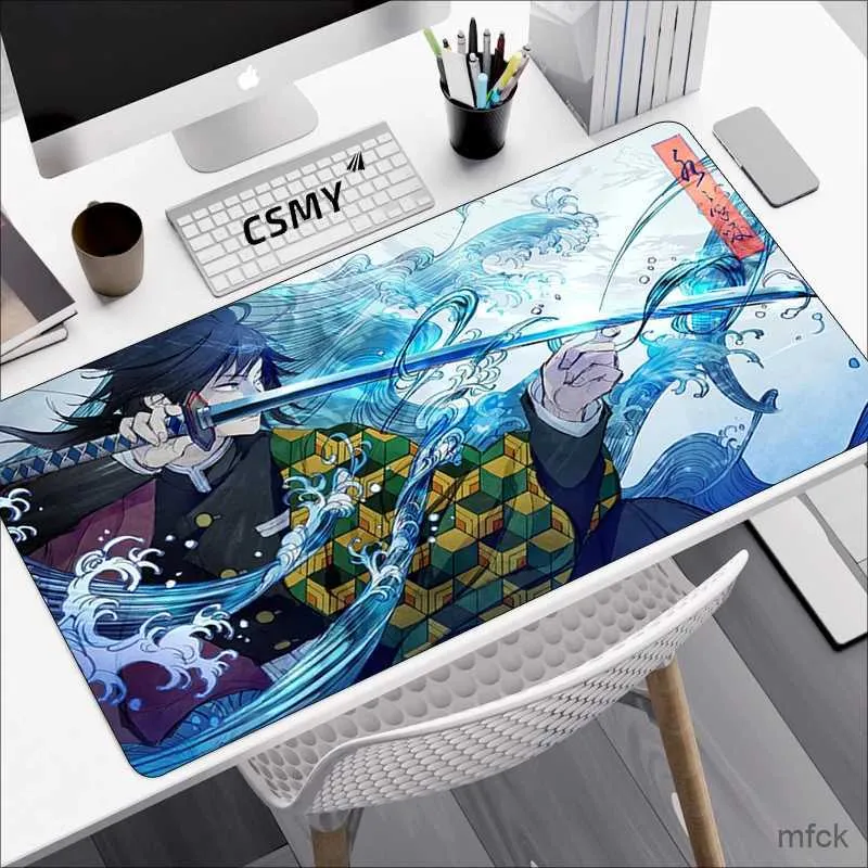 Muskuddar handled vilar demon slayer mus pad gaming lapto tangentbord matta skrivbord pc accessoarer skrivbord protektor muspad spelare mattor anime mause kuddar