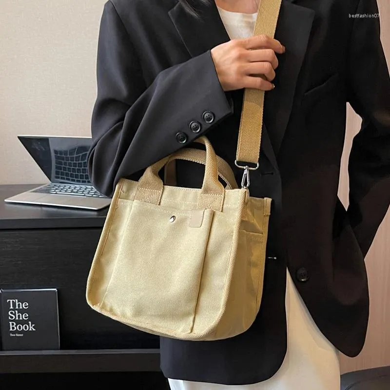 Kvällspåsar duk messenger väska för flickor vintage handväskor kvinnor designer japansk bento student flera fickor axel säck
