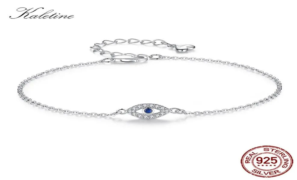 KALETINE Lucky Evil Eye Bracelet 925 Sterling Silver Bracelets for Women Blue Stone CZ Turkey Adjustable Men Jewelry KLTB0999780576