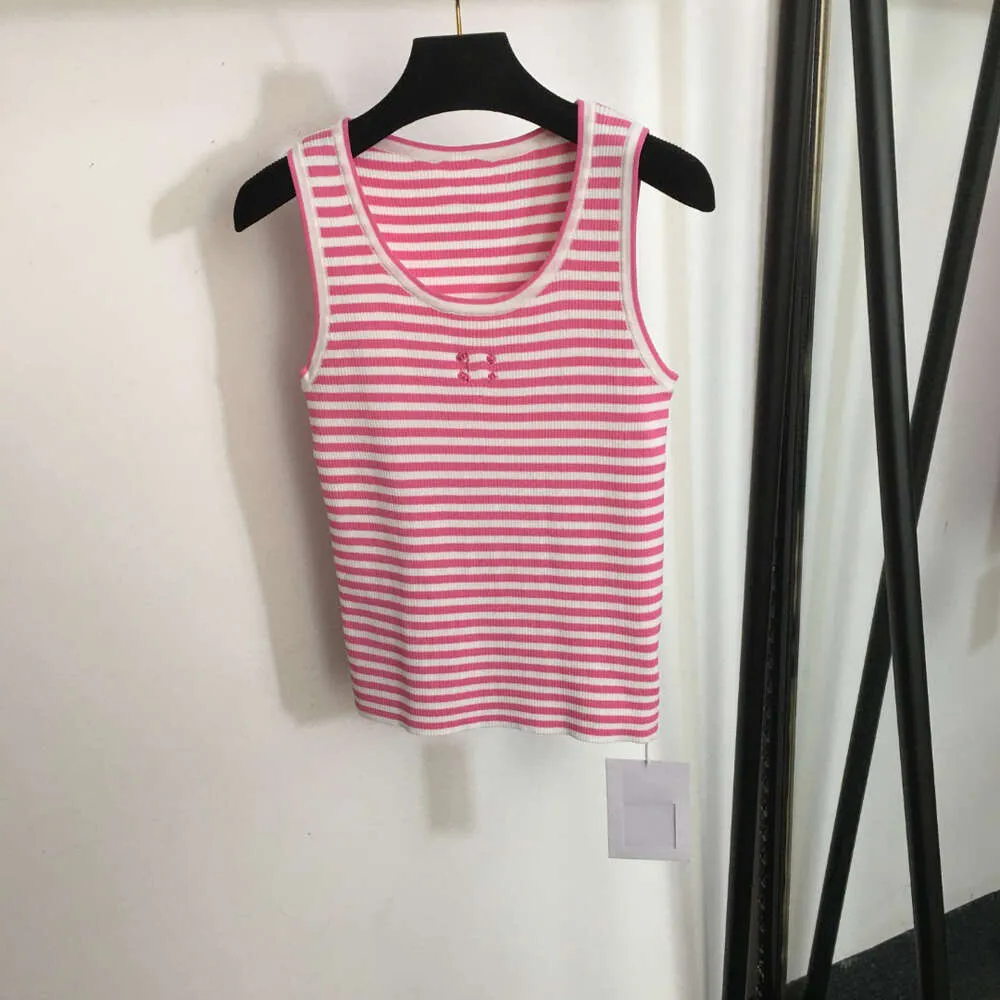 Womens Chest Fragrant Summer Cool Stripe Slim Fit Knitted Tank Top