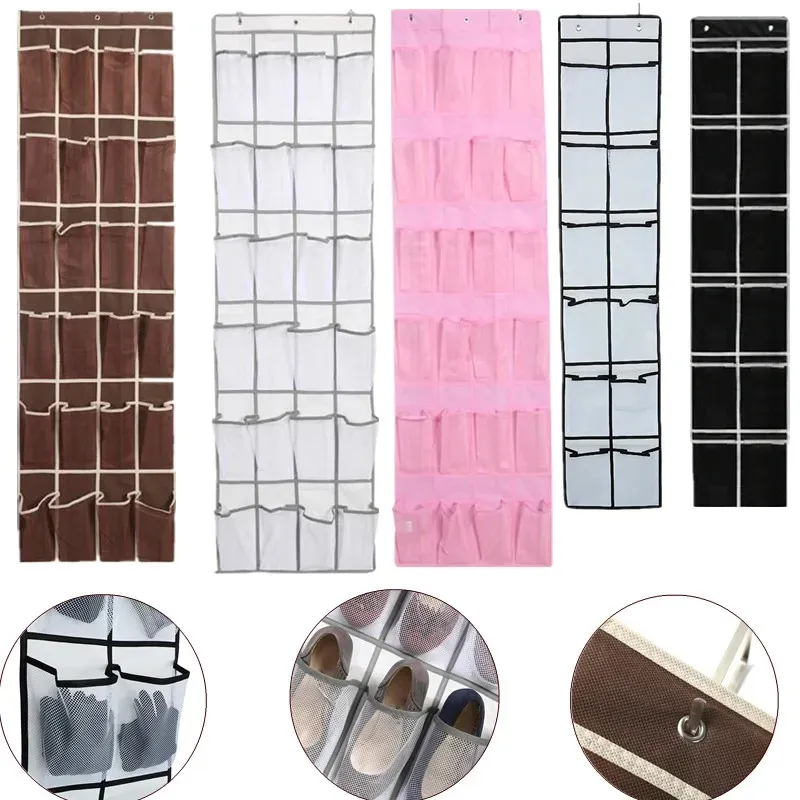 12/24 Pocket Large Mesh Cloth Box Lagring Hanging Bag Wallmontered Sundries Organizer Holder Room Shoes Tisters Storage Bag