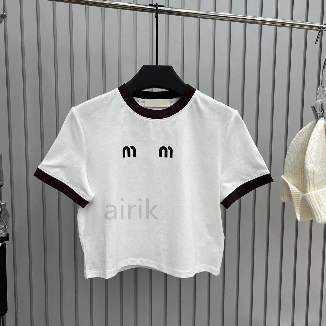 Women's Designer t shirt summer short sleeve Crop Top Tee women tshirt contrast color printed logo slim fit tops