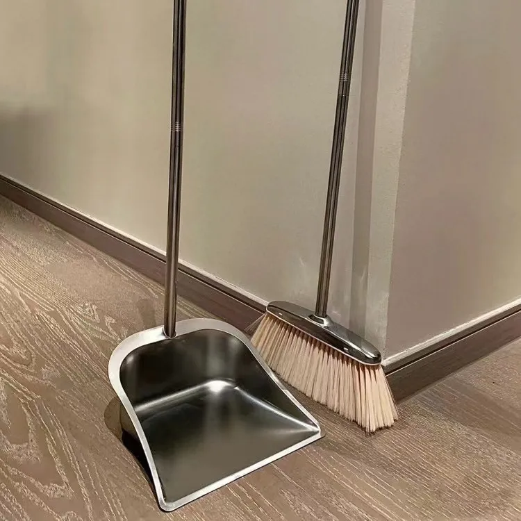 2023 new stainless steel broom dustpan set household broom dormitory broom garbage shovel combination thickened 231206