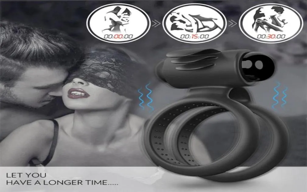 Badtillbehör Set Malevibrating Cock Ring Par Sharing Vibrating Playting Battery Model9485369