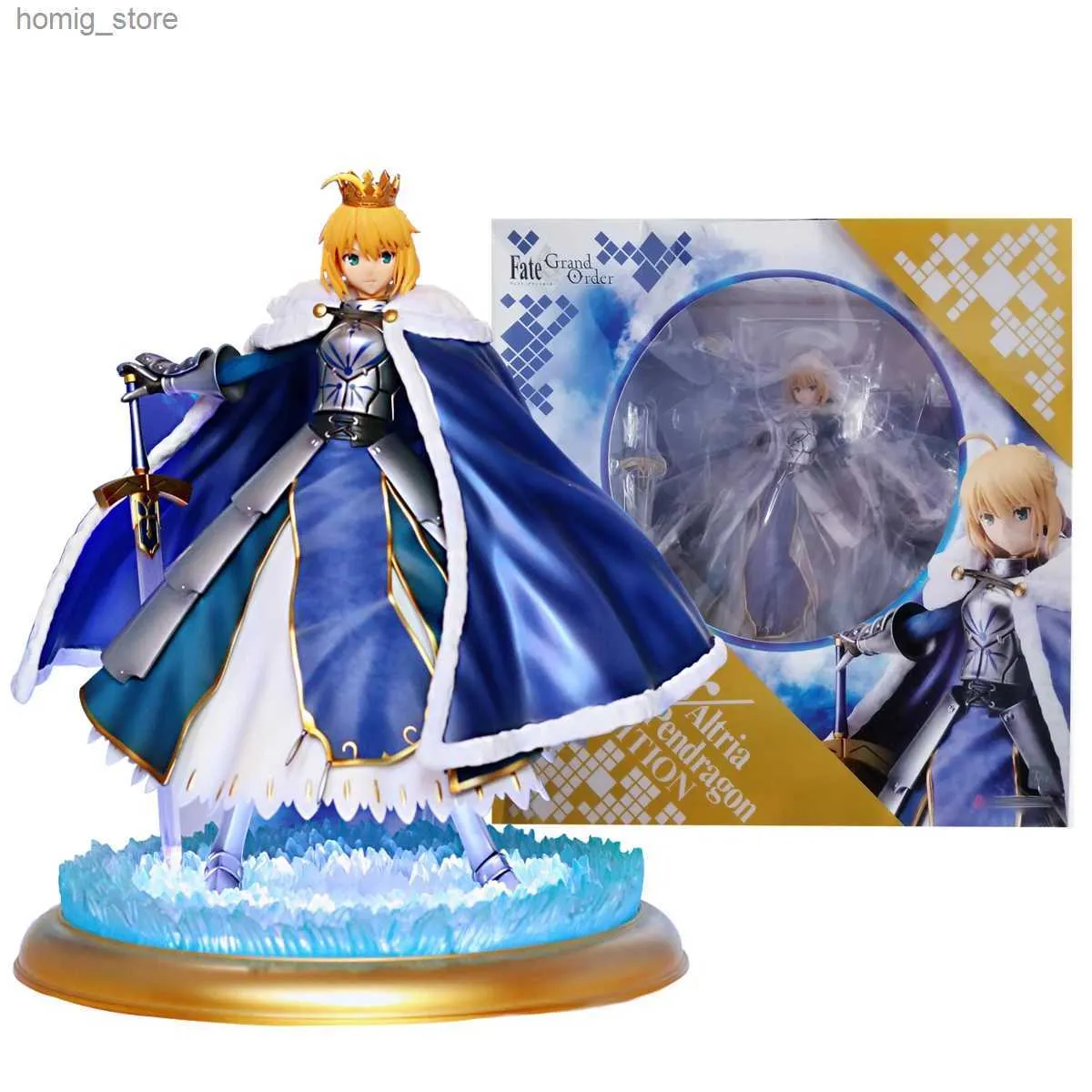 Figuras de brinquedo de ação Anime Figura Fate/Stay Night Sober Knight segurando a espada em pé Posição da capa Modelo PVC Coleção Presente Toy Sculpture 23cm Y240415