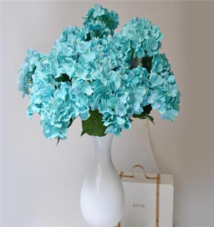 Silk Hortengea Flower Bunch 7 Headspiece 50cm1968 pouces artificiels turfices bleu couleur continental grand hydrangea pour home show6065697