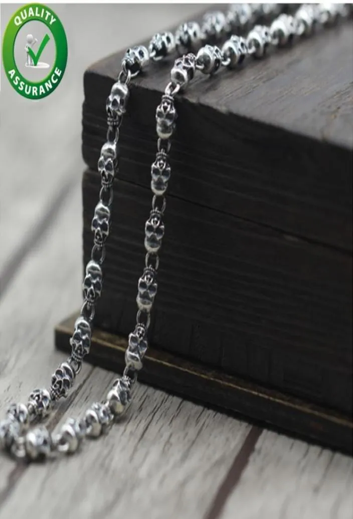 Collana della catena d'argento con catena d'argento Hip Hop Gioielli 925 Sterling Silver Catene da 6 mm Scheletro Scheletro Testa Thai Chiter Magli di maglione Link ROPE6532762