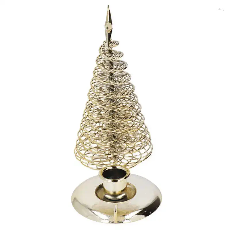 Candle Holders Candlestick Ornaments European Metal Christmas Tree Shape Wax Holder Home Decoration Double Gold