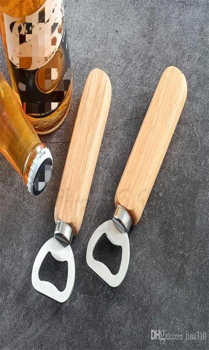 Newest Wood Handle Bottle Opener Handheld Protable Wood Bottle Opener Home Kitchen Tools Wedding Gift 59539555708