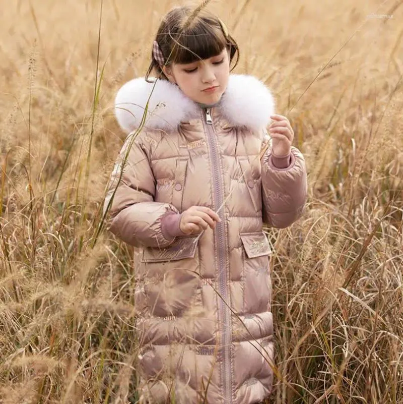 Down Coat Winter Overalls Children Windproof Real Fur Collar Hooded Oversize Thicker Warm Parka Jackets Clothing For Girls Y3714