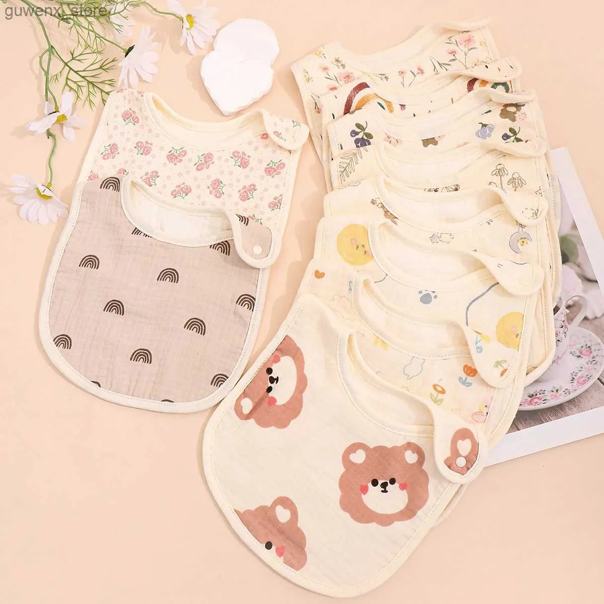 Bibs Burp Cloths 3PCS/SET хлопковые водонепроницаемые детские нагрудники летние детские косточки для новорожденных ткани Bandana for Kids Boys Девочки для девочек мягкое кормление слюно