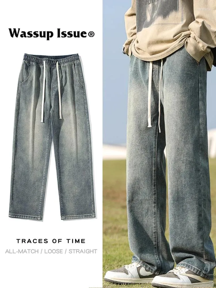 Herren Jeans Wassup Ausgabe American Casual Spring Frühlings- und Herbst High Street Trendy Brand Wide No Bein Hosen