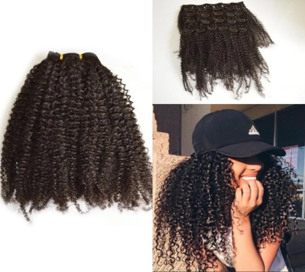 Kinky Curly Clip in Hair Extensions Malaysian Virgin Hair 7 PCSset Full Head Clip In For African American Fdshine Hair6066013