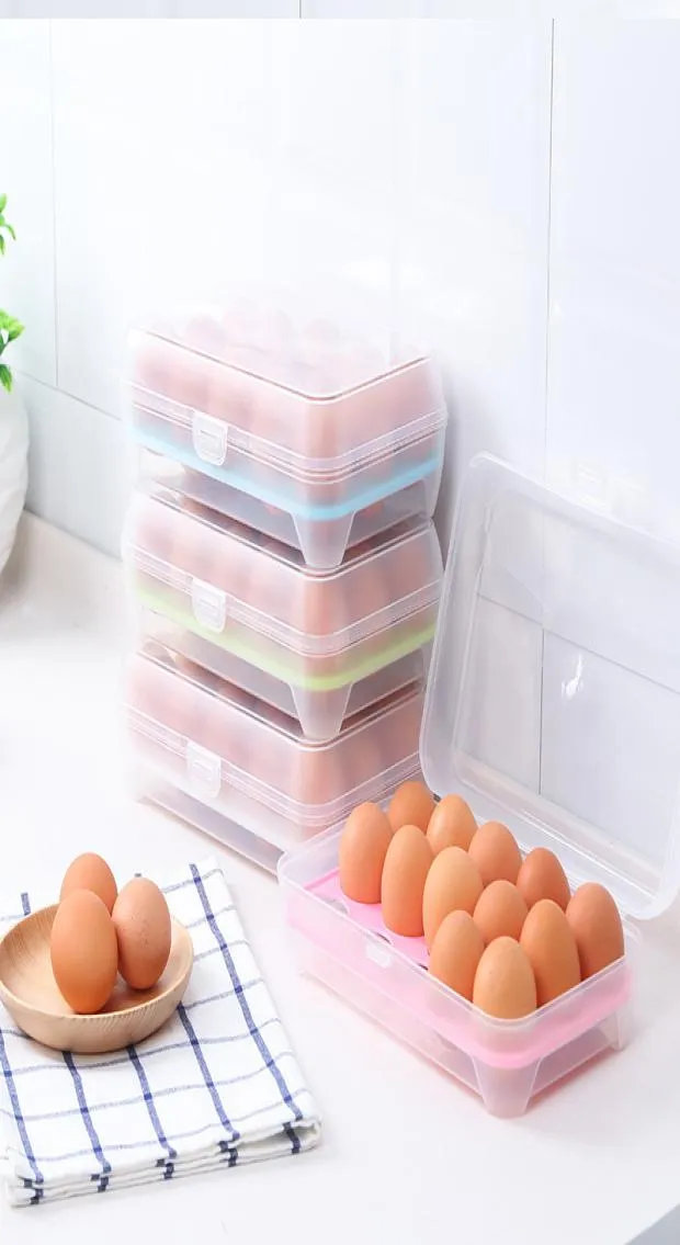 Plastägg förvaringslåda arrangör kylskåp lagrar 15 ägg arrangörsbink utomhus bärbara container förvaring ägglådor SH4991737