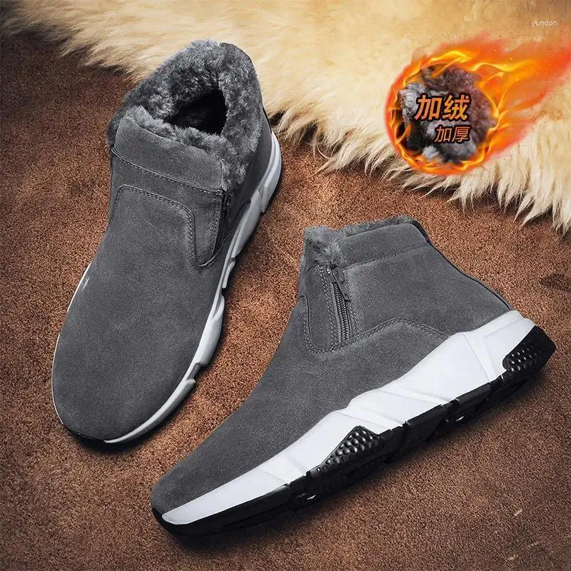 Walking Shoes Men High Top Man Light Thick Sole Plush Warm Sneakers Fashion Student Outdoor Chunky Snow Boots Ankle Booties