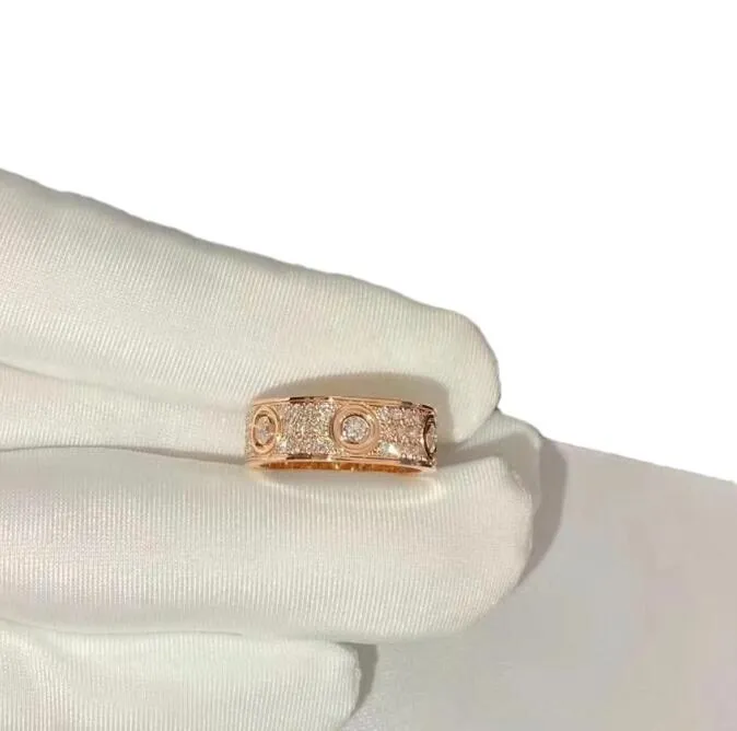 별빛 반지 사랑 반지 여자를위한 네일 반지 디자이너 티타늄 스틸 로즈 골드 실버은 남자 반지를위한 풀 다이아몬드와 함께 든 결혼식 약혼 선물 4 5 6mm 크기