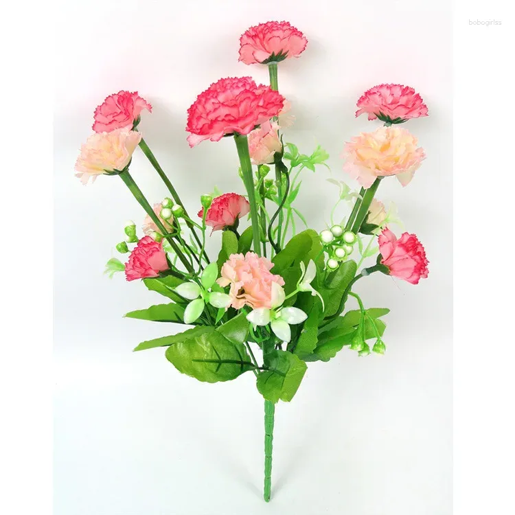 Dekorativa blommor konstgjorda 14 lila silkblomma litet bunt med högkvalitativa nejlikor fabrik direkt