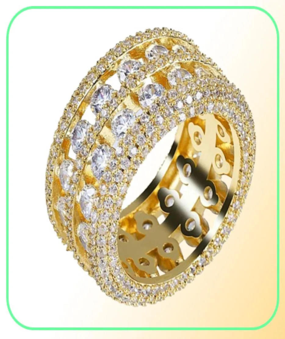 Mens Gold Rings Luxury Designer Hip Hop Jewelry Iced Out Diamond Ring for Men Engagement Wedding Love Finger Ring Brands s3404770