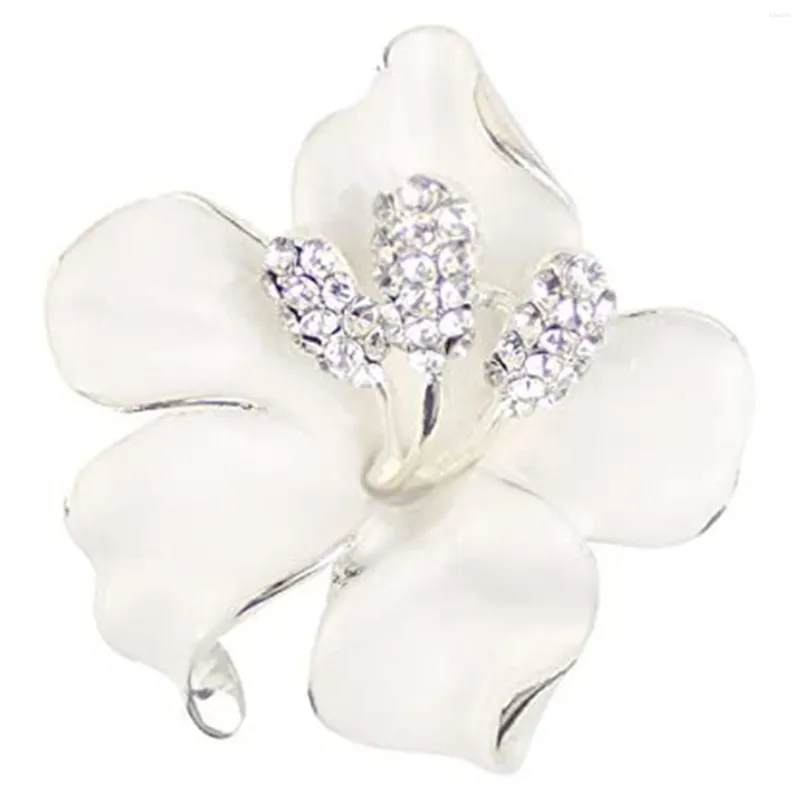 Broche de boucles d'oreilles en peluche pour femmes et filles fleurs avec Crystal White élégant