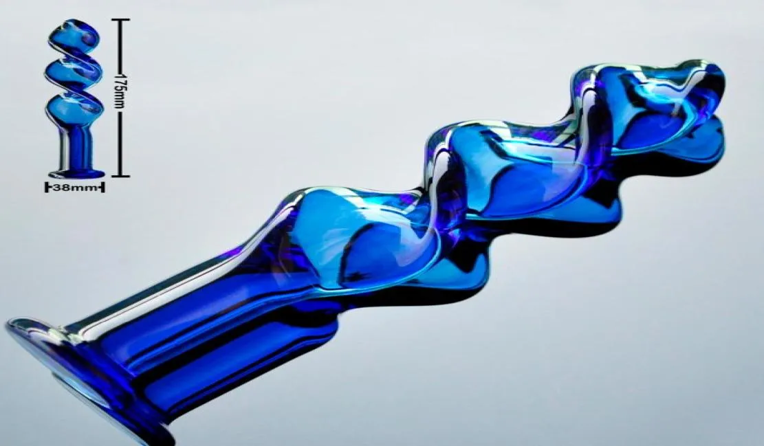 Vis bleu 38 mm Pyrex Glass anal Dildo Butt Plug Crystal Fake pénis bite artificielle jouet sex-jouet pour femmes hommes gay masturbation y7117179