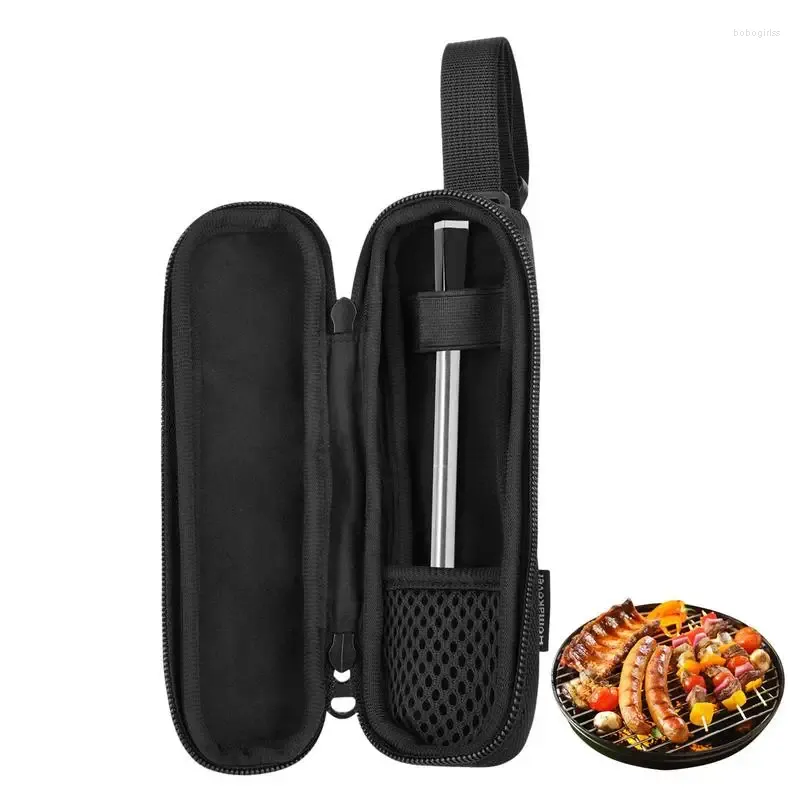 Bolsas de armazenamento Saco de monitor de temperatura ajustável de caixa pequena com zíper duplo portátil Protetive Cooking Port para churrasco