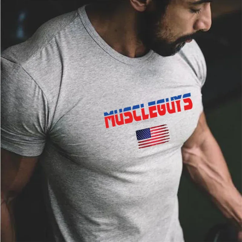 Camisetas novas moda tops tops fitness masculina camiseta de algodão curta manga curta