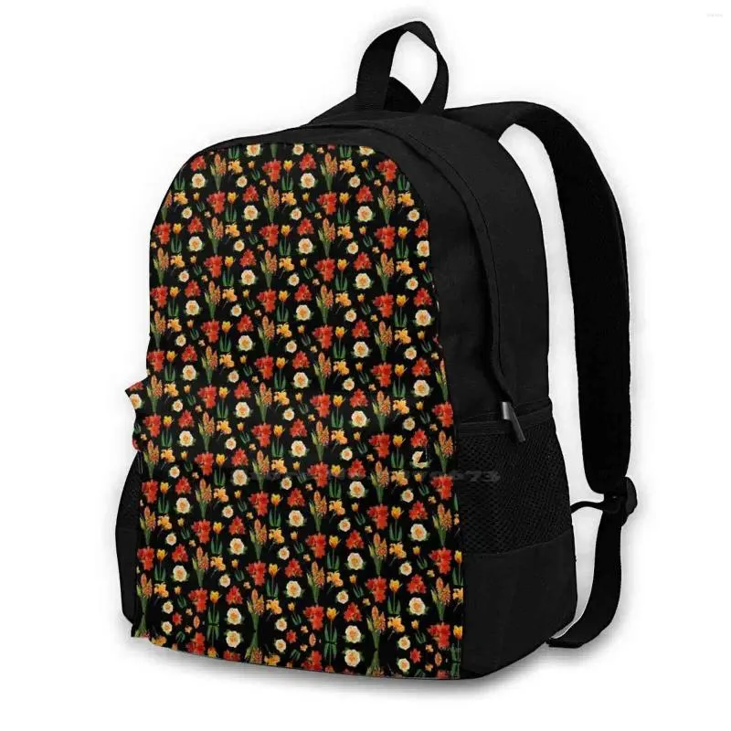 Mochila Pretty Orange Flower Collage-Perfect para revistas Flores de bolsas de almacenamiento de mocas mochilas de mochila