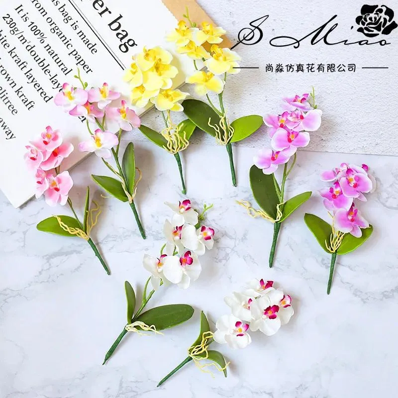 Flores decorativas 2 -Branch 30cm 5 cabeças artificiais Orquídeas de borboleta Flor Home Garden Bolcony Ornament Wedding Festy Decor de festa de natal