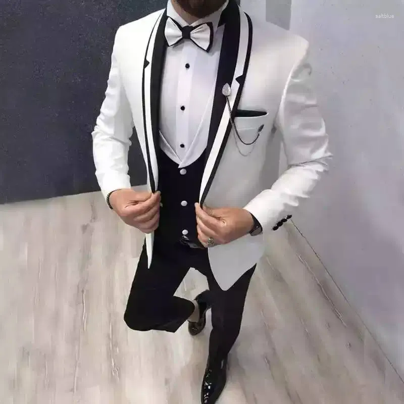 Trajes para hombres traje delgado formal de boda tuxedos novios blazer a medida trajes de hombre chaqueta chaleco pantalones