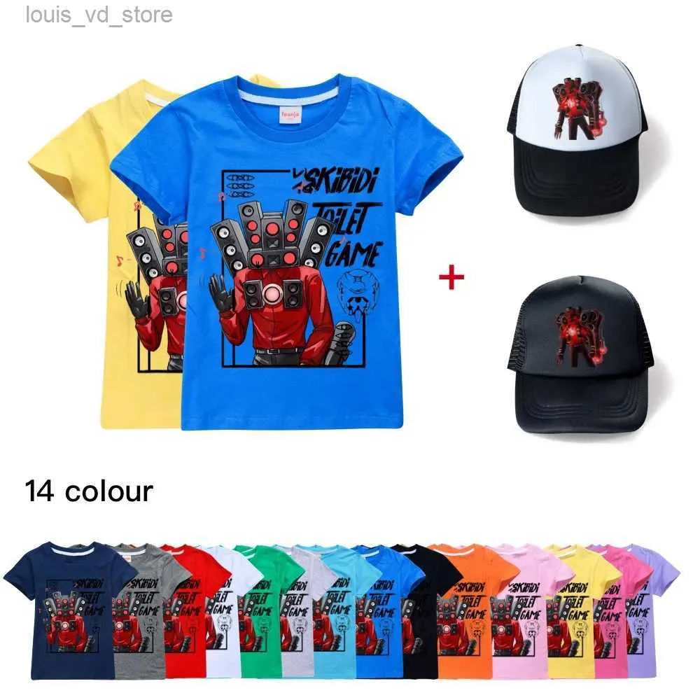 Set di abbigliamento Summer Kids Game Skibidi T-shirt per bambini Cartoon anime maglietta per bambini per bambini Tshirt Baseball Cap Hat T240415