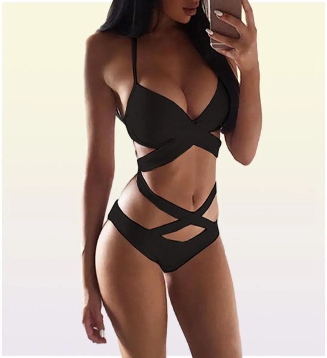 Women039s Sexy Ausschnitt Halfter Designer Bikini Onepiece Push Up Essigner Swimwe Monokini Badeanzug Bandage Badage Women039s F7979766