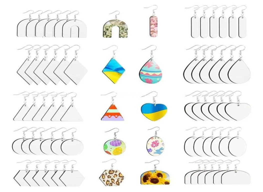 Dangle Chandelier 60x Sublimation Blanks Products Earrings With Earring Hooks Jump Rings For Jewelry DIY Making Unfinished Woode5324302