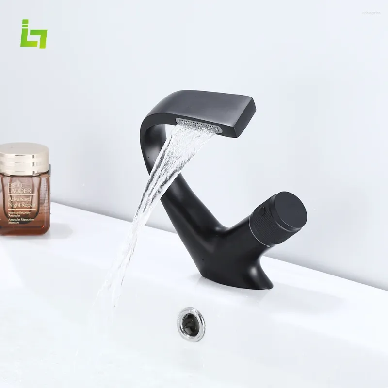 Bathroom Sink Faucets Matte Black Basin Faucet Artistic Curve Lead-free High-quality Tap Brass And Cold