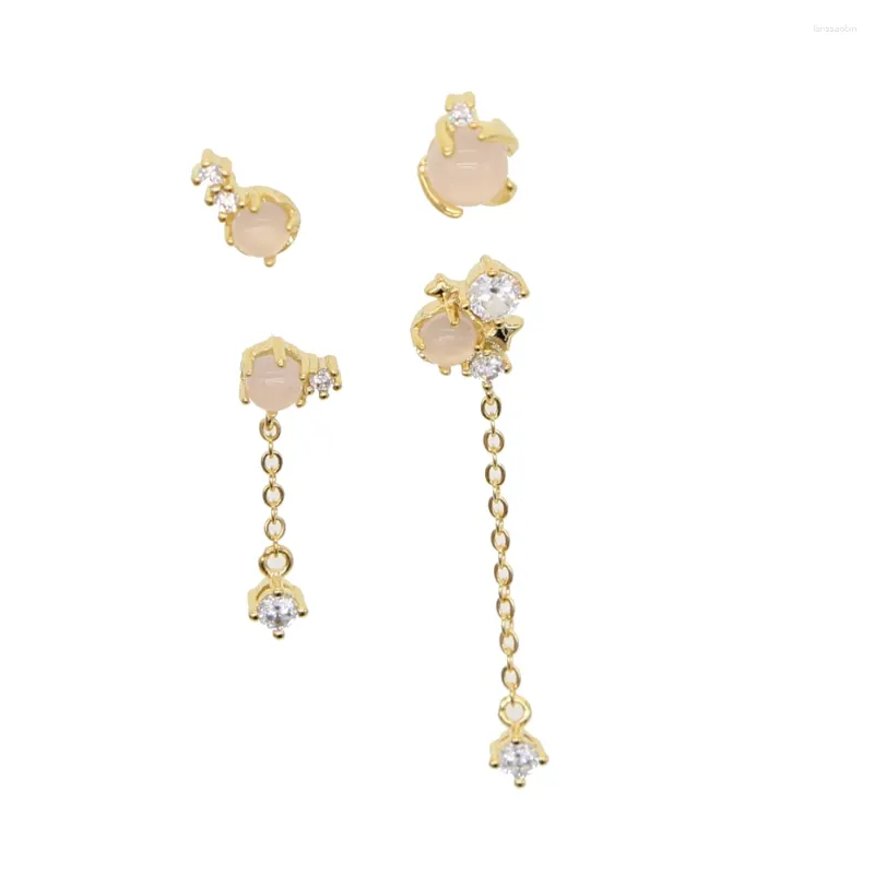 Boucles d'oreilles étalon 2024 Fashion Unique Design multiple using rose blanc rond opale brillant cz cerceau de filet